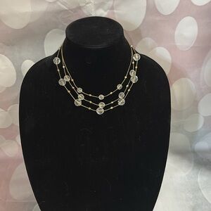 Elegant Gold Necklace with clear Beads